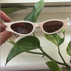 Frame France Pearlescent white cat eye sunglasses